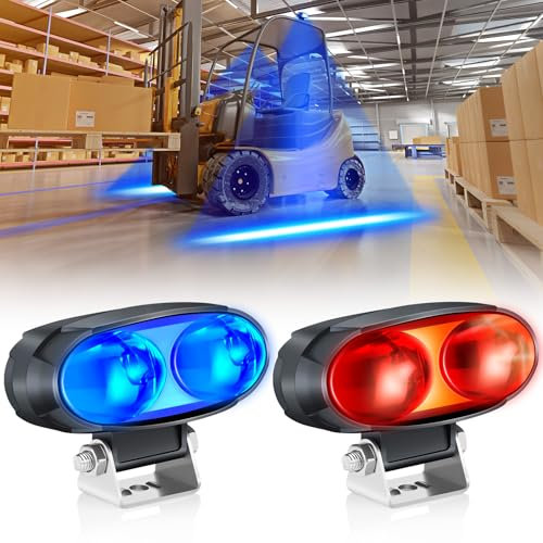 Dinfu 2pcs 30W LED bicolore Carrello elevatore rosso/blu Luci laterali Luci di avvertimento di sicurezza 12-80V Carrello elevatore luce di avvertimento per auto Carrello elevatore