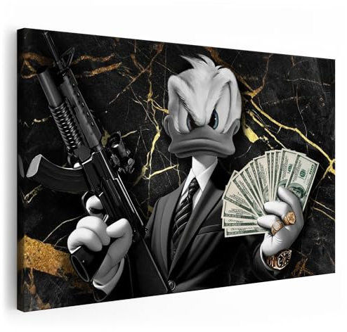 Artmazing | Mafia Donald Bild bunt | S-Art Bilder | Mafia Donald Bilder Modern | Leinwandbilder XXL Wohnzimmer | Wandbild Mafia Donald Deko XXL | Bild Leinwand XXL | buntes Poster für Wand