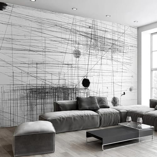 YLLMNOBN Black White Stripe Lines Abstract 3D Mural Self-Adhesive PVC Wallpaper Suitable for Living Room Bedroom Wallpaper Home Art Wallpaper