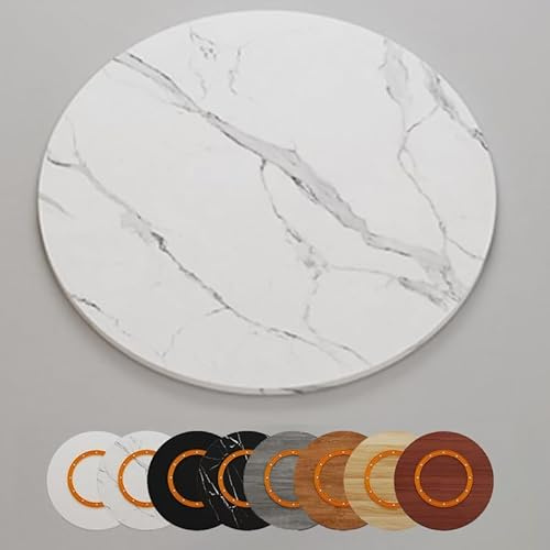 GSKFXJ 50cm 60cm 80cm Mesa Giratoria De Comedor Grande Plato Giratorio De Madera Lazy Susan, Bandeja Giratoria para Cocina, Grueso Y Duradero(Marble,45cm/18in)
