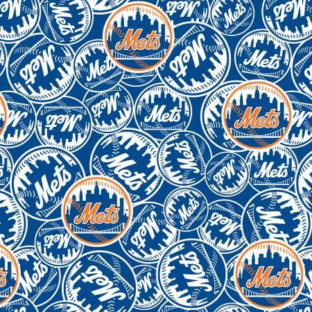 New York Mets Baumwollstoff – MLB-Team-Logo-Baumwollstoff von The Yard, Fat Quarter, halber Yard, 91 cm, 2 Yard Schnitte