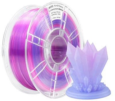 iBOSS Gradient PLA Plus 3D-Drucker-Filament 1,75 +/- 0,02 mm, 1 kg Spule (2,2lbs) Transparentes Zweifarbiges PLA Pro 3D-Filament, Passend für die meisten FDM-Drucker (Transparent Rosa Rot Hell Blau)