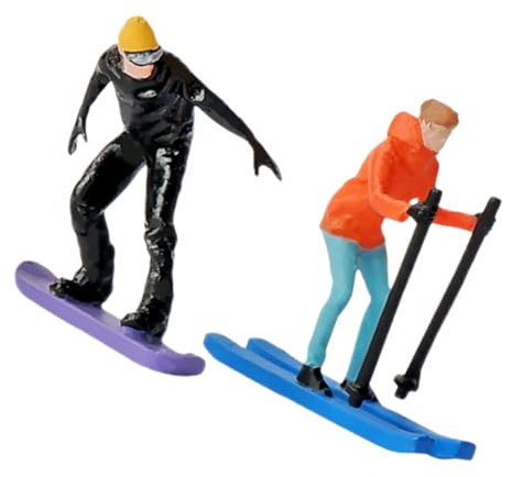 Vaguelly Realistische Ski-Diorama-Modelle 2 Stück Maßstab 1:64 Winzige Ski-Figuren