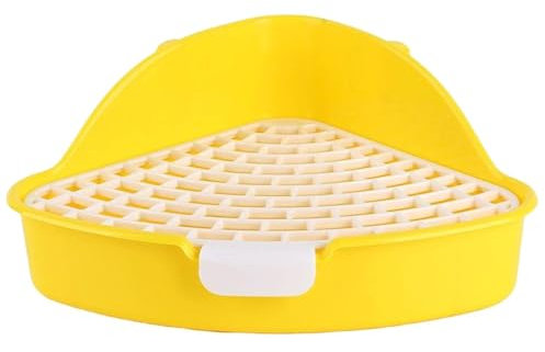 MEISO Toilette per Coniglio, Toilette per Animali Domestici, Vasino Addestrativo per Criceti, Toilette per Animali di Piccola Taglia di Triangolo per Coniglietti, Cincillà, Cavia (Giallo)