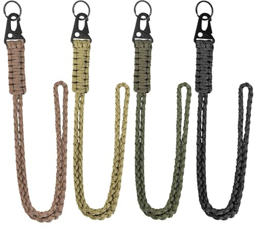 GIONAR 4 Stück Paracord Schlüsselanhänger, Umhängeband Schlüsselband, Geflochtenes Umhängeband Lang, Paracord Lanyard Schlüsselband für Ausweise, Outdoor, Camping, Wandern, Ausweishalter