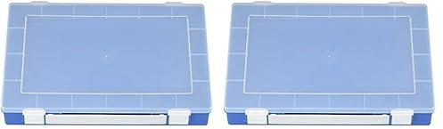 hünersdorff Sortimentskasten PP-Premium ohne Einsatzboxen | Tragegriff | stabile Sortierbox für Schrauben und andere Kleinteile| 22,5 x 33,5 x 5,5 cm, blau, 0 Boxen (Packung mit 2)