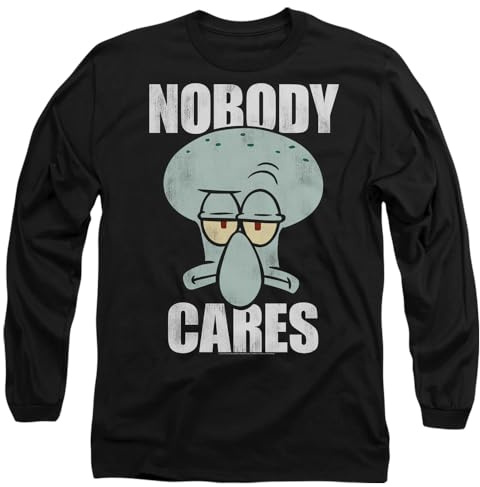 SPONGEBOB SQUAREPANTS Unisex Spongebob Nobody Cares Meme Mens Long Sleeve T Shirt T-Shirt
