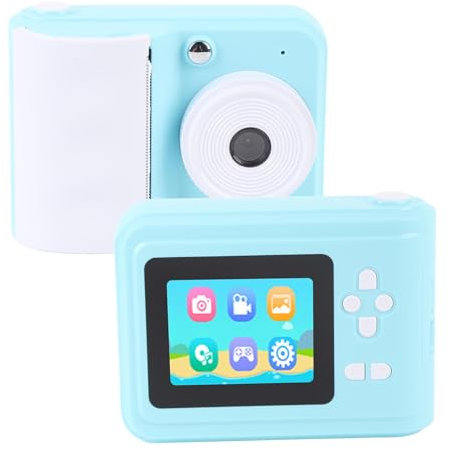 Sofortdruckkamera, HD 48MP 1080p Kid Camera Tragbare, Kompakte Selfie -Kamera für Jungen Mädchen, Sofort Drucke, Aufkleber, Filter, Musikvideo -Multi -Funktionen (Blue)