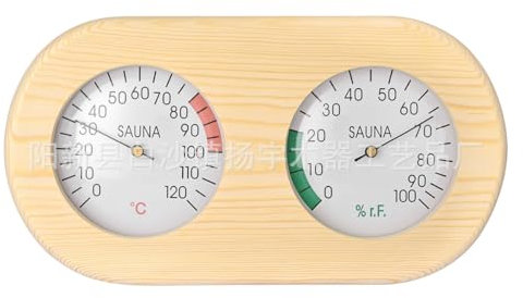 Termómetro higrómetro de sauna 2 en 1, termo higrómetro de madera para sauna, accesorios de sauna de alta precisión para medir temperatura y humedad (esquina redonda)