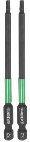 sourcing map 2pcs H3 Flat Hex Head Screwdriver Bit 3mm Metric Tip 1/4 Hex Shank 100mm (4) Long Magnetic Hexagonal Screw Drill Bit Wrench Black Phosphate S2 Steel Power Driver Socket