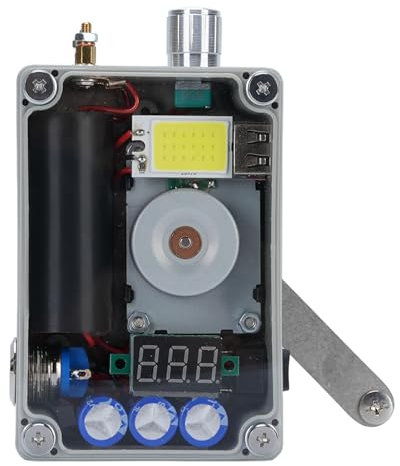 Hand Crank Emergency Charger with COB Flashlight and LCD Voltmeter, Super Capacitor USB Power Bank for Outdoor Camping Survival, Portable Phone Charger