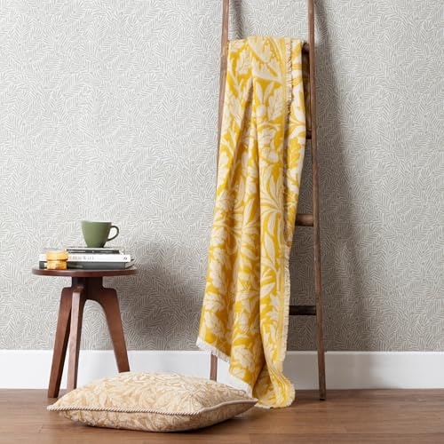 Morris & Co. Acorn Throw – Heritage Faux Mohair Tonal Jacquard Blanket (Gold - 130x170cm)