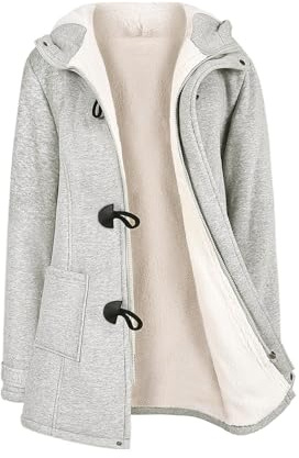 Yuson Girl Felpe Lunga con Cappuccio Donna Cardigan con Zip Cappotto con Cappuccio a Maniche Lunghe Tinta Unita Giubbotto Donna Invernale Giacche e Cappotti in Pile con 2 Tasches