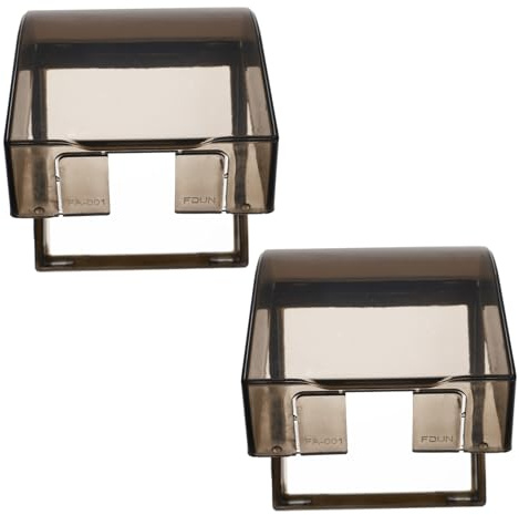 TEHAUX 2pcs Adhesive Weatherproof Socket Outlet Covers Wall Plate Protectors for Household Electrical Receptacles Bathroom Kitchen Living Use