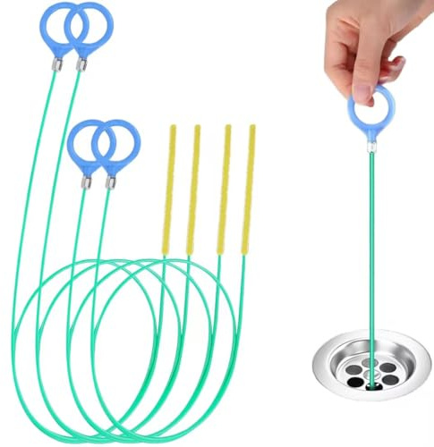 Abflussreiniger Spirale,4 Stück Rohrreinigungsspirale Sticks Anti-Bruch Stahl Nylonbeschichtung, 90CM, 130CM, Abflussreiniger und Haarfänger,für Badewanne Abwasserkanäle Waschbecken