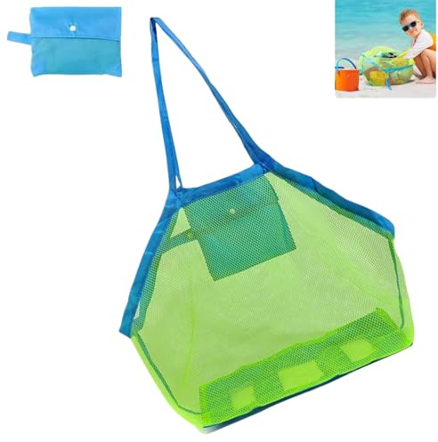 Strandspielzeug Tasche Groß,Strandtasche Strandspielzeug Netz Aufbewahrungstasche für Sand & Wasserspielzeug Wiederverwendbar, faltbar & leicht Perfekt für Strandurlaub, Picknick als Wäschesack