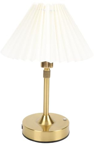 CCYLEZ Sänglampa i Tyg, Vintage Bordslampa med 2700K Varmt Ljus och Steglös Dimning, Tyglampskärm och Järnfot, Laddningsbar LED-bordslampa för Sovrum, Vardagsrum