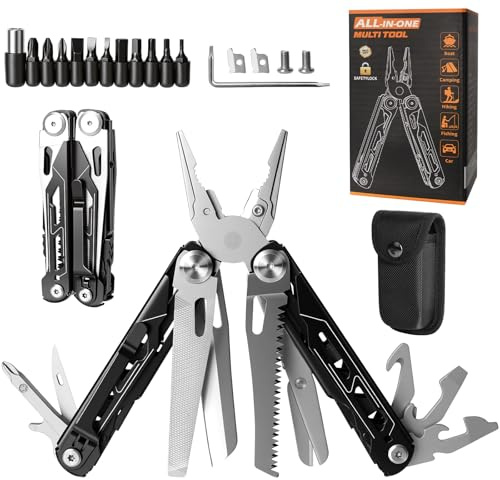 17 in 1 Multitool, Geschenke für Männer, Multitool Werkzeug mit Zange Klappmesser Schere Schraubendreher, Faltbares Multifunktionswerkzeug für Outdoor, Camping, Reparieren
