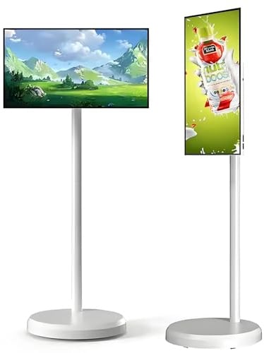 ZYLDDS 24 Inch Mobile Smart TV,1920x1080Pixel, Portable Touch Screen Monitor, Built-in Battery, All Angles Adjustable,Small Television for Bedroom Bathroom Kitchen Camping 4+64G