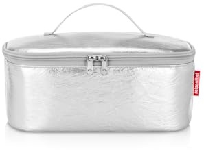 reisenthel coolerbag M Pocket Silver Crackle – Kühltasche mit Obermaterial aus recycelten PET-Flaschen – Ideal für das Mittagessen unterwegs