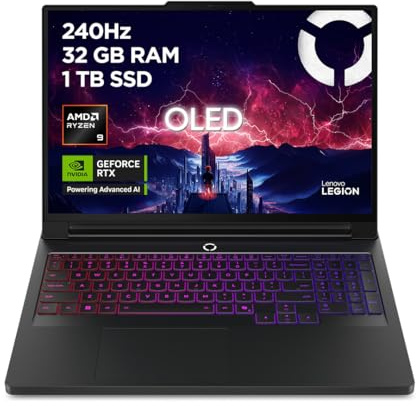 Lenovo Legion Pro 7 Gaming AI Laptop | 16 WQXGA OLED 240Hz Display | AMD Ryzen 9 9955HX3D | 32GB RAM | 1TB SSD | NVIDIA GeForce RTX 5080 | Windows 11 | QWERTZ | Schwarz | 3 Monate GamePass