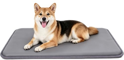 pobopobo Waterproof Dog Bed – Durable Dog Bed Mat - Dual-Side PU Cooling Dog Crate Pad, Non-Slip Outdoor Dog Bed, Easy to Wipe, Ideal for Summer, Crate, Kennel & Floor (New Gray, 30 L*20 L*1.2 Th)
