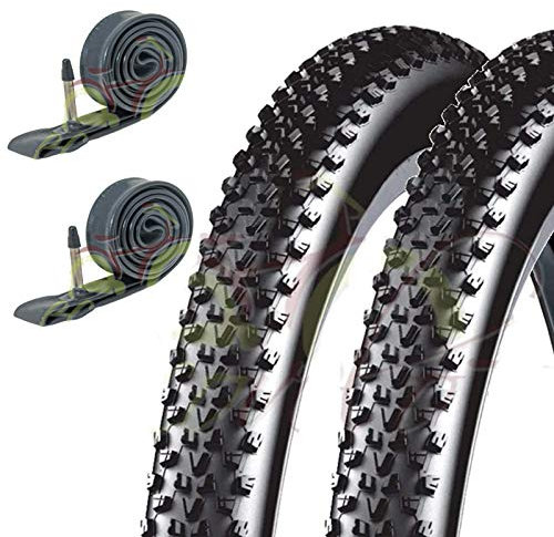 2 pneus + 2 chambres à air pour VTT Vélo Vélo Noir 27.5 x 2.10 (52 – 584)
