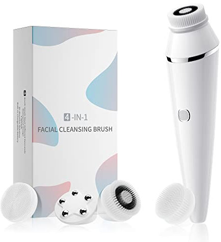 Cepillo Limpieza Facial, CHICLEW Cepillo de Limpiador Facial Electrico con 3 Velocidades, Cepillo Exfoliante Facial con 4 Cabezales para Limpieza Profunda, Eliminación de Espinillas y Masaje Facial