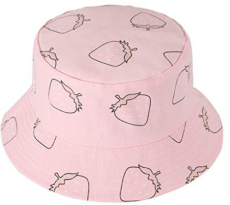 ZLYC Männer Frauen Sommer Fischerhüte Obst Hut, Erdbeere, Rose., One Size