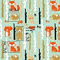 Pingianer 100x160cm Tiere Wald 100% Baumwolle Baumwollstoff Kinder Meterware Handwerken Nähen Stoff (Tiere Wald Türkis, 100x160cm)