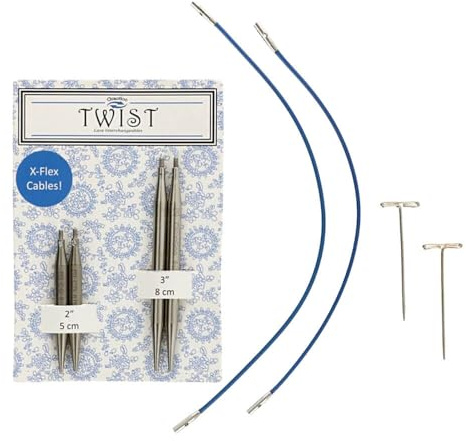 ChiaoGoo TWIST Lace Short Combo Set 5,00 mm, 5 cm und 8 cm, Rot/Silber