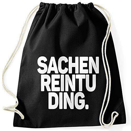 MoonWorks® Turnbeutel Spruch lustig Sachenreintuding Baumwolle Gymbag schwarz Unisize