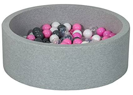 Piscina Infantil para niños de Bolas Pelotas 200 Piezas (Colores de Bolas: Blanco, Transparente, Rosa Claro, Gris)