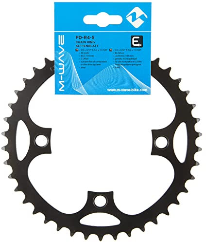 M-Wave Unisex-Adult PD-R4-S E-Bike Kettenblatt, für 1/2 x 3/32 & 11/128 Ketten, für Brose, Bosch, Shimano…, Lochkreis 104 mm, Schwarz, 20 x 20 x 1 cm