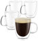 PunPun Glaswaren Große Klare Kaffeetassen 4Er-Set, Doppelwandige Isolierte Glasbecher Mit Griff, Thermoglas-Kaffeetassen À 500 Ml …