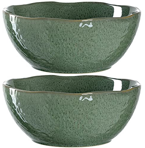 LEONARDO HOME MATERA 018585 Lot de 2 bols en céramique Vert 23,5 cm
