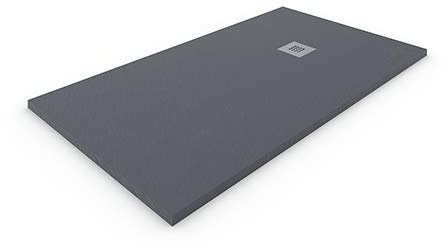 DUCHA-ES Plato Resina EXTRAPLANO. Textura Pizarra Antideslizante. Carga Mineral.80X160CM Gris Grafito RAL: 7015