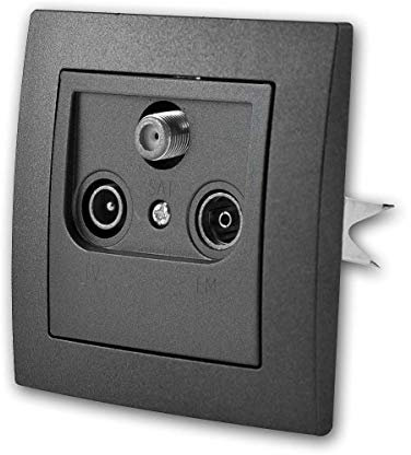 McPower Antennendose anthrazit TV/Radio/SAT, mit Rahmen