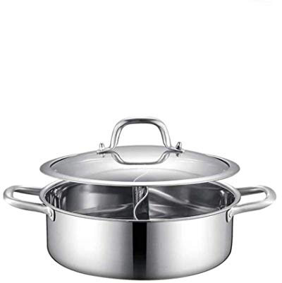 Mongolian Pot, 304 Edelstahl Induktionskocher Spezialtopf, 10,6 Zoll Single Binaural Kochgeschirr, Mit Deckel Und Löffel