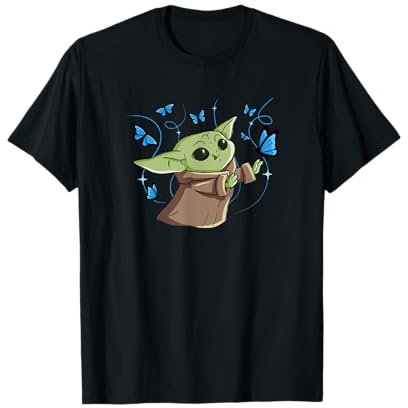 Star Wars The Mandalorian The Child with Blue Butterflies T-Shirt