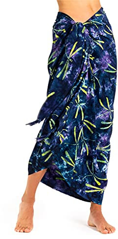 PANASIAM Sarong B809 dragon-fly, Größe L - Unisex Wachsbatik-Design, 190x116cm Multifunktional