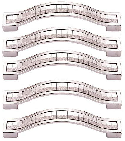 BOZONLI 5 Pack Strass Kristall Schrank Griffe Möbelgriffe Schrankgriffe (160mm, Silber)