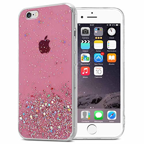 Cadorabo Hülle kompatibel mit Apple iPhone 6 Plus / 6S Plus Rundumschutz TPU Silikon Case Mädchen Glitzer Strass Design Slim Kratzfest Weiche Gummi Bling Schutzhülle für iPhone 6 PLUS/6S Plus in Rosa