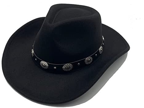 Willheoy Cowboy Hat for Women Western Hat for Men Cowboy Felt Adjustable Outdoor with Shapeable Brim Black