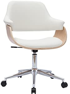Miliboo Design-Bürostuhl in Weiß mit hellem Holz Hansen
