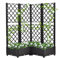 Mingone Rankgitter Hochbeet Pflanzgefäss Blumenkasten mit 3 Pflanzgefäß Wasserspeicher Balkonkasten Rattan Optik für Garten Terrasse 80x80x121cm，Schwarz