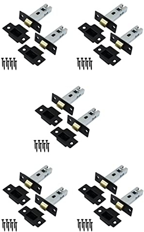 Golden Grace Tubular Mortice 64mm Door Latch Matt Black Finish - Pack of 10 | Bolt-through fixings fit neatly into 25mm holes, pairing with rose and backplate handles in a sleek matt black metal finish.