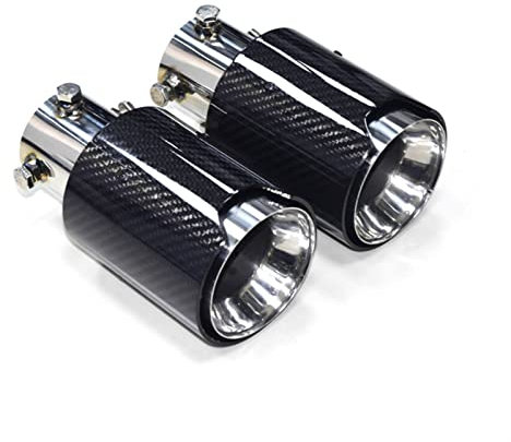 DHWUIASF 2 Teile/Satz Kohlefaser Edelstahl Auspuff Endrohr Endrohr Für BMW G20 G21 330i Auspuffblenden (Color : Glossy Silver)