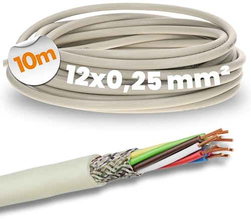 Lapp 10m LiYCY 12x0,25 mm² Geschirmte Steuerleitung - Datenleitung Grau | 12 adriges PVC Datenkabel für MSR-Technik, Modellbau & Schaltschränke. Störfreie Signalübertragung & Anschlussleitung.