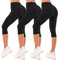 SINOPHANT Leggings Damen 3/4 High Waist Elastische Blickdicht Große Größen Leggins (#3er Pack Schwarz/Schwarz/Schwarz, S-M)